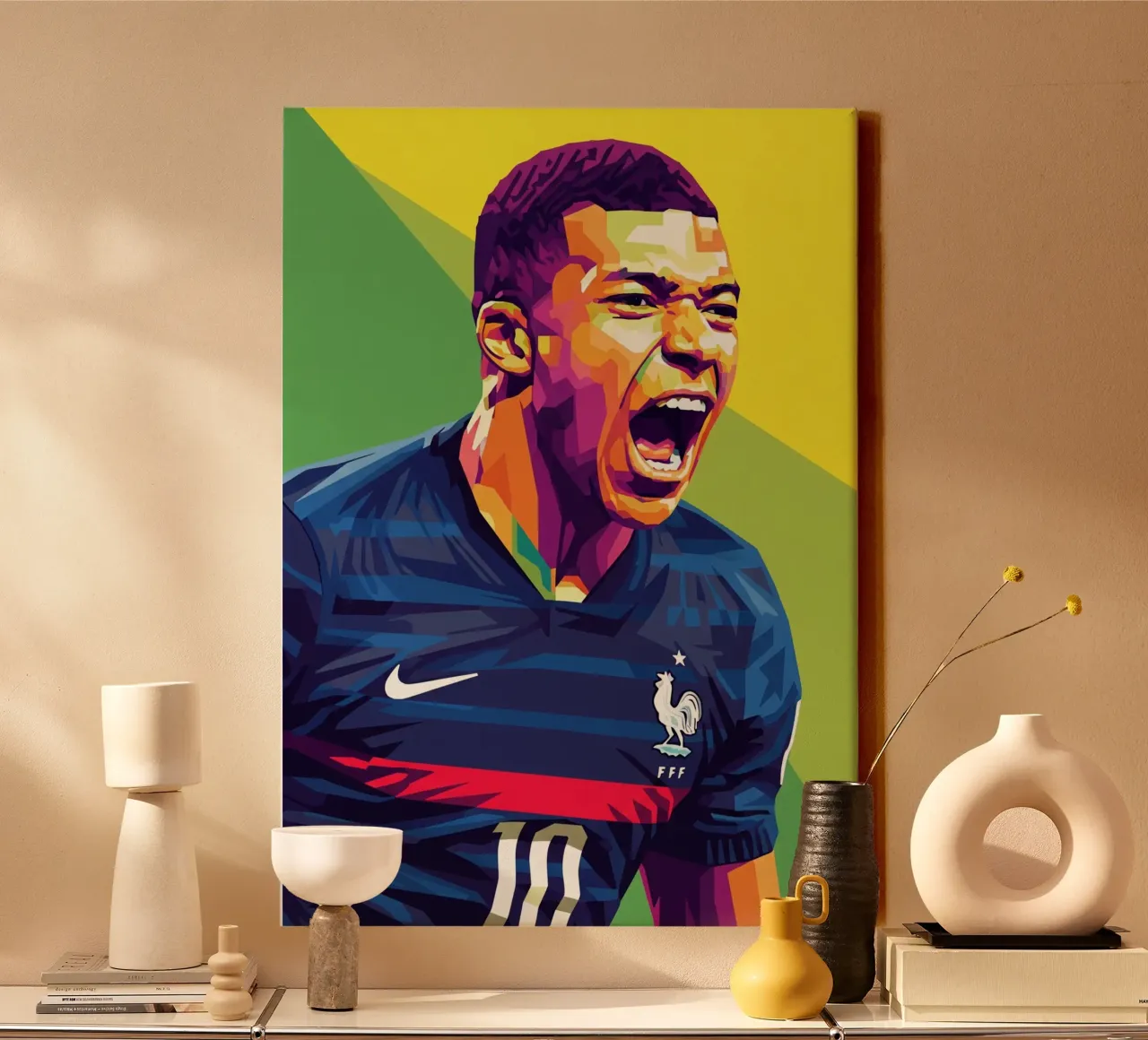 Kylian Mbappe - WPAP art style (6) tela con Cornice a cassetta da Hantamrata