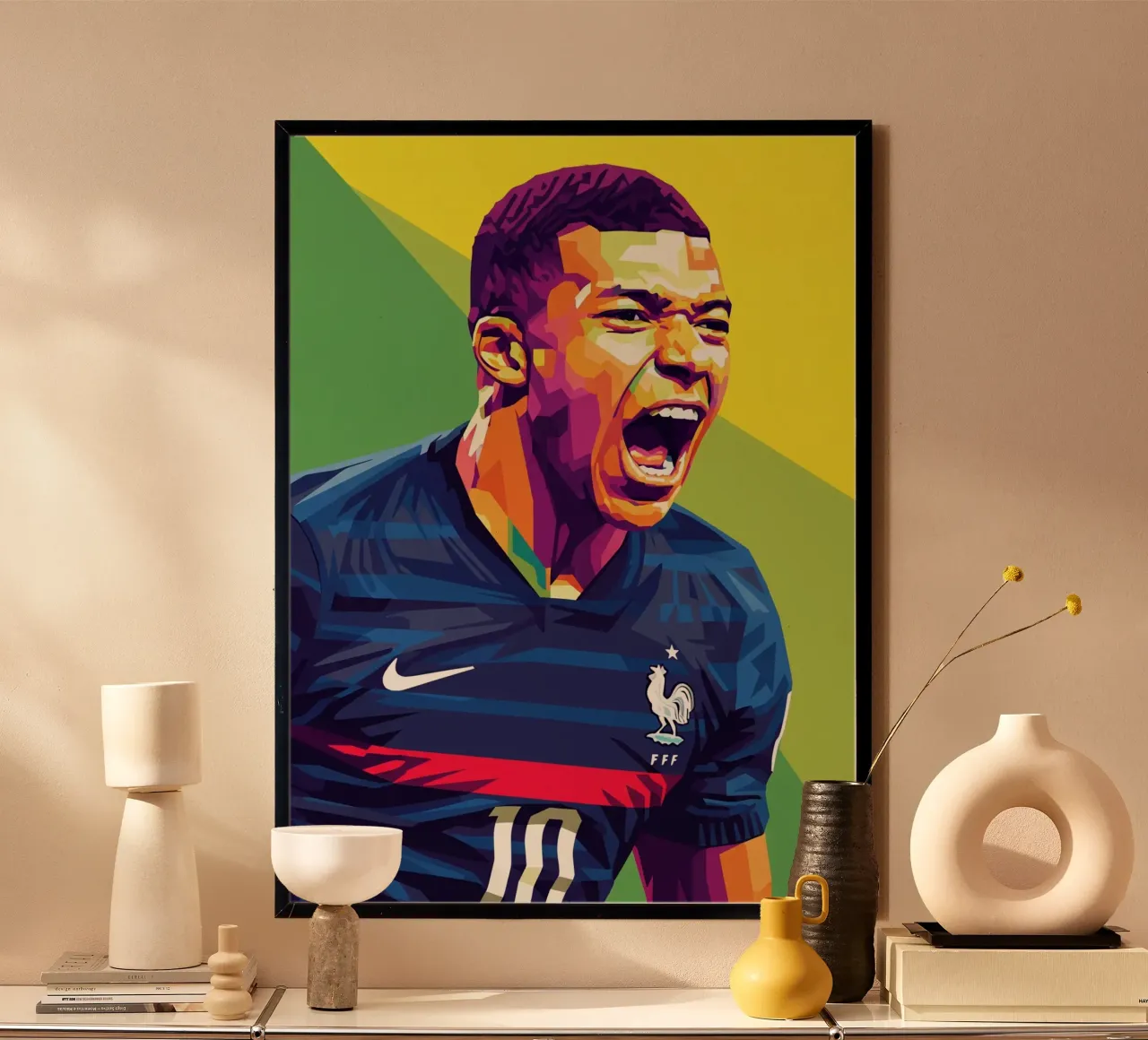 Kylian Mbappe - WPAP art style (6) poster con telaio in plastica da Hantamrata