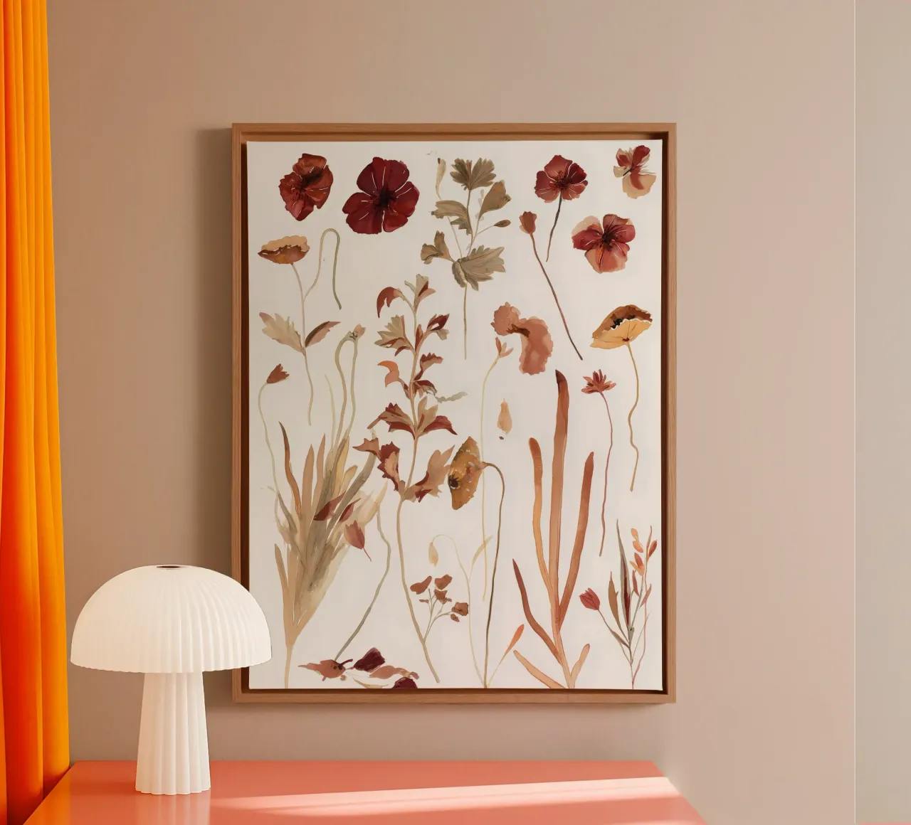Geperst in Oker canvas met Baklijst van Sophia Calder Studio