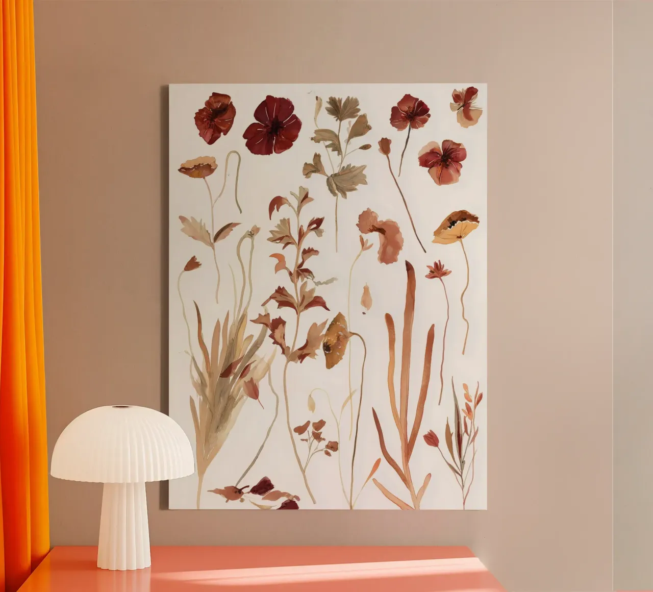 Geperst in Oker canvas met Baklijst van Sophia Calder Studio