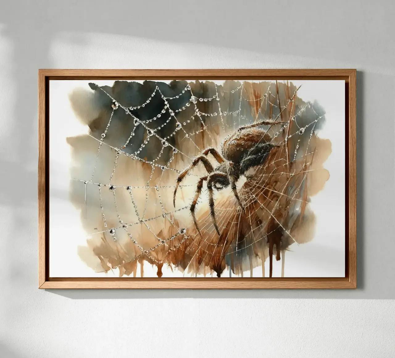 Spider's Web in Morning Dew canvas with Floater frame by Chromatic Fusion Studio