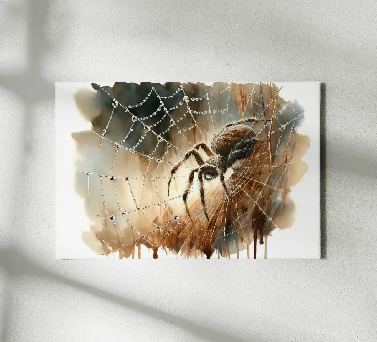 Spider's Web in Morning Dew canvas with Floater frame by Chromatic Fusion Studio