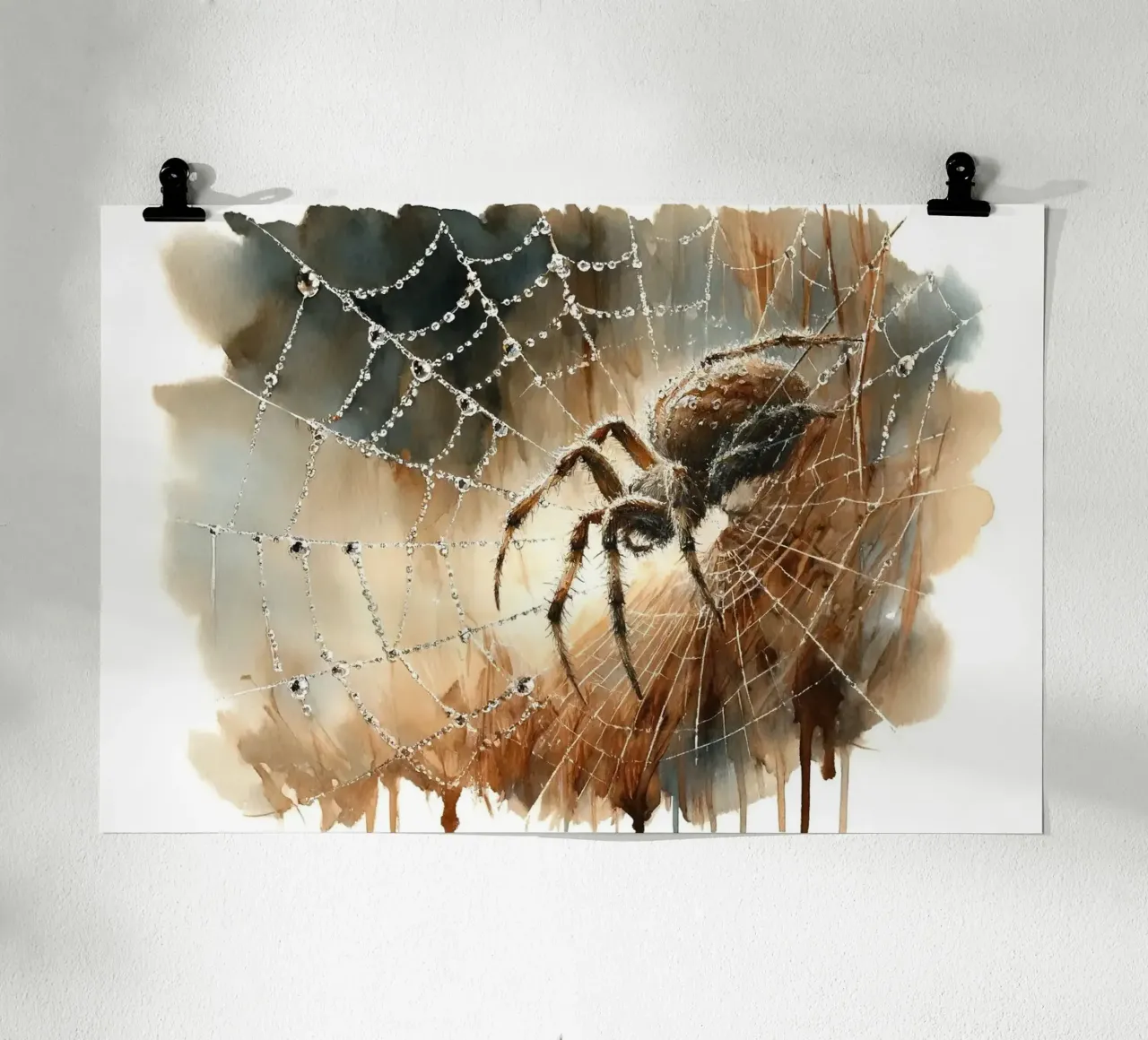 Spider's Web in Morning Dew poster by Chromatic Fusion Studio