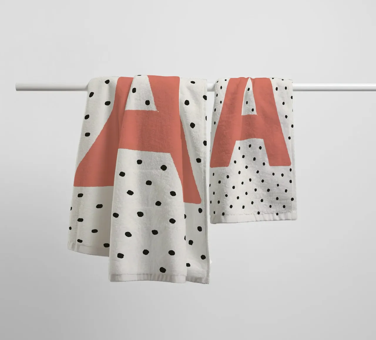 Initial A on polka dots - Scandinavian poster towel by KidzStudio