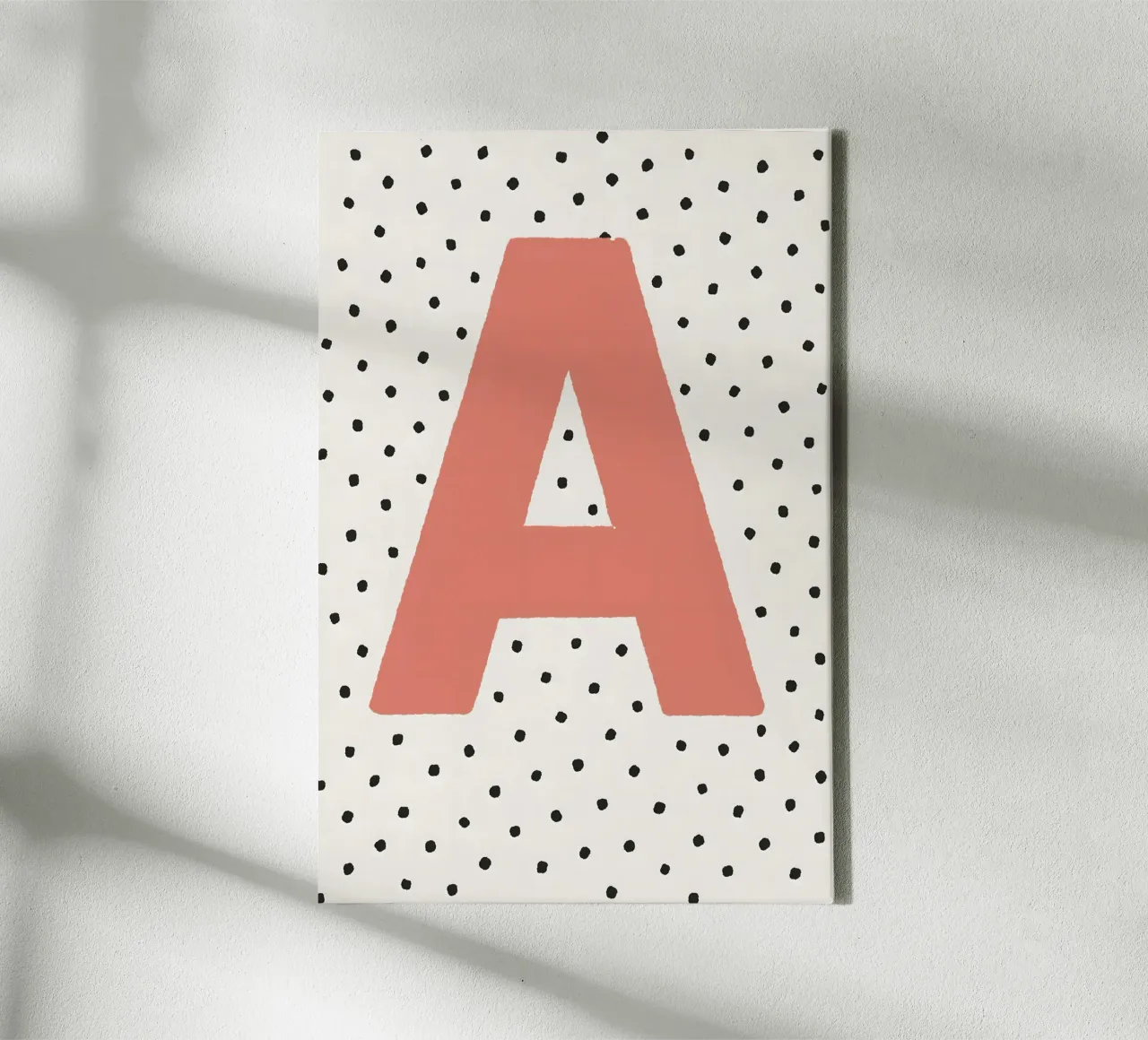 Initial A on polka dots - Scandinavian poster canvas with Floater frame by KidzStudio