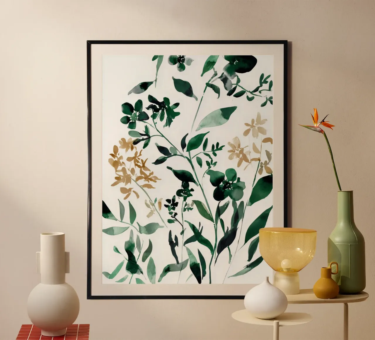 Silenzio verdeggiante poster con telaio in legno da Sophia Calder Studio