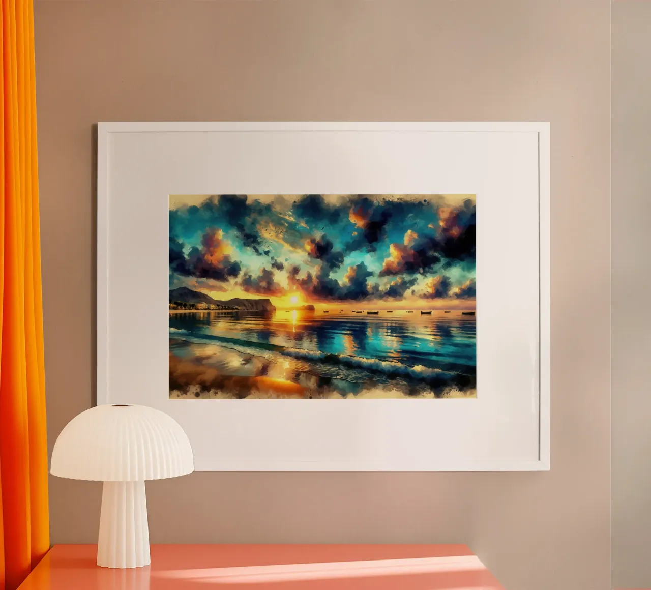 Una splendida scena di tramonto sulla costa poster da Chromatic Fusion Studio