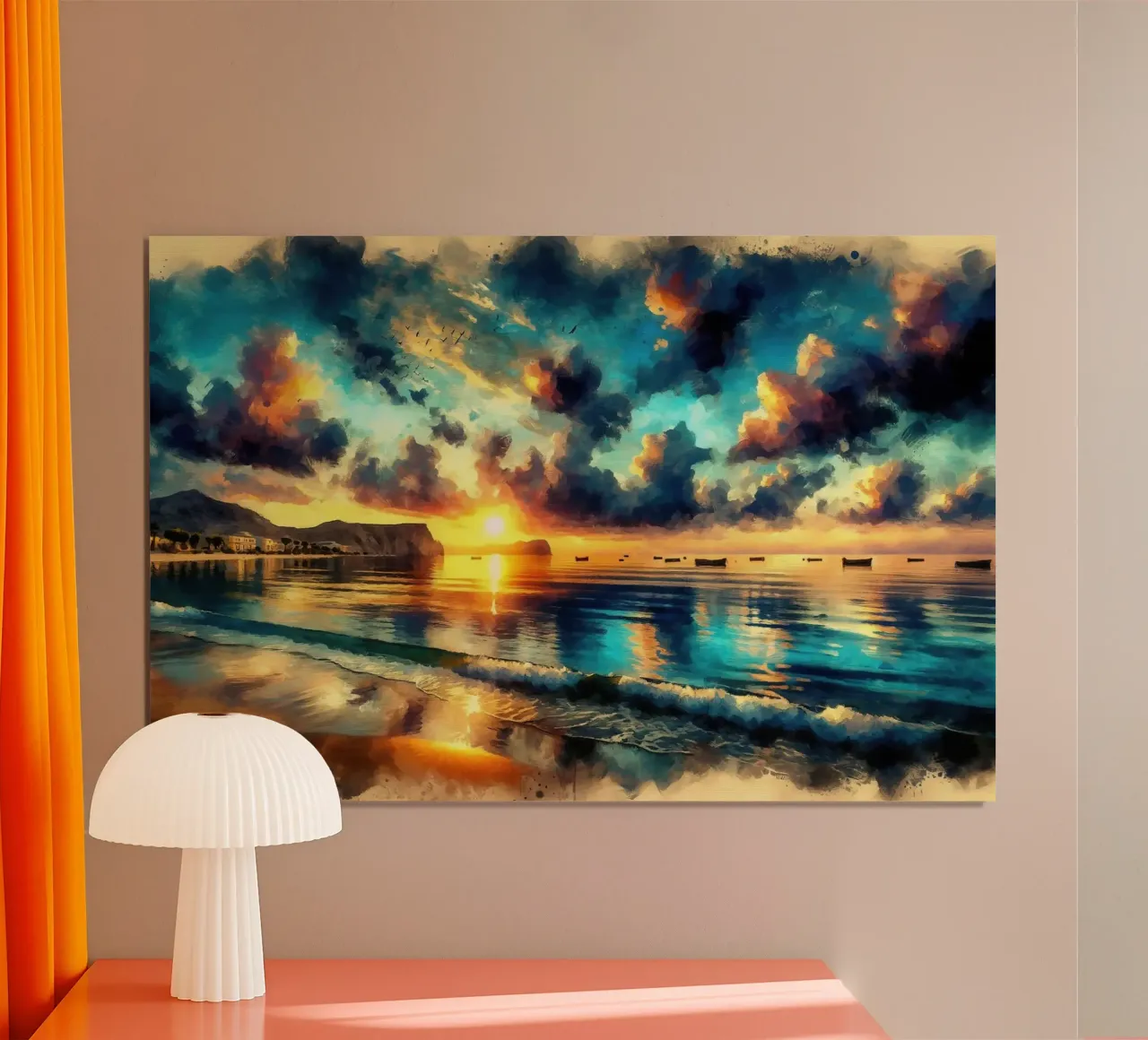 Una splendida scena di tramonto sulla costa poster da Chromatic Fusion Studio