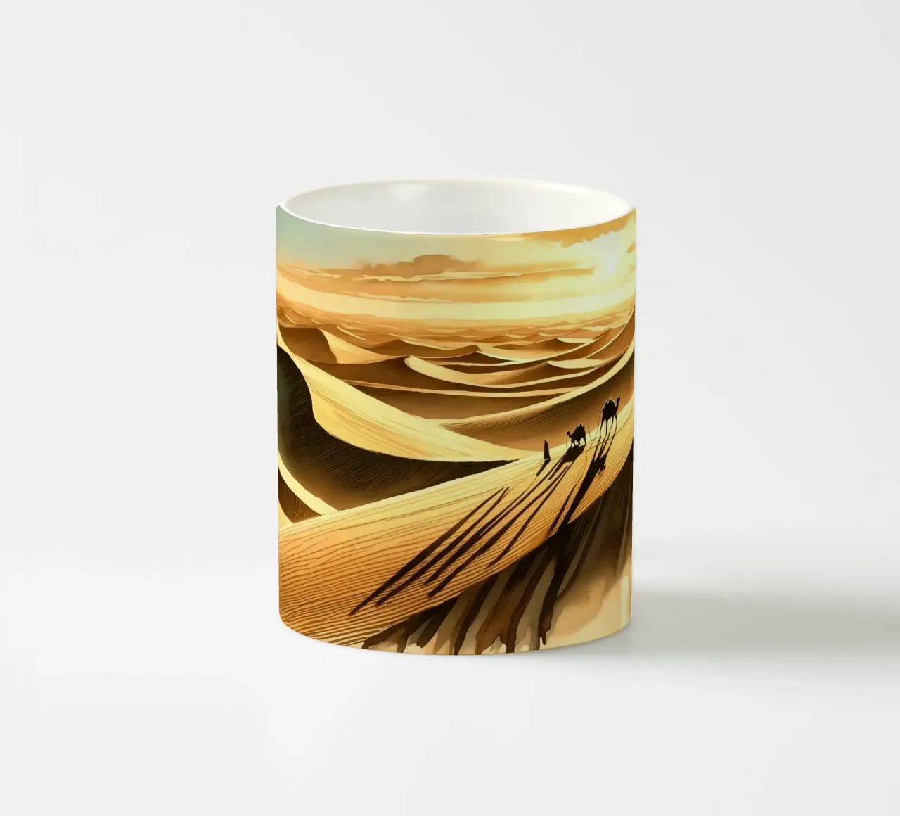 Viaggio tra le dune illuminate dal sole tazza in ceramica da Chromatic Fusion Studio
