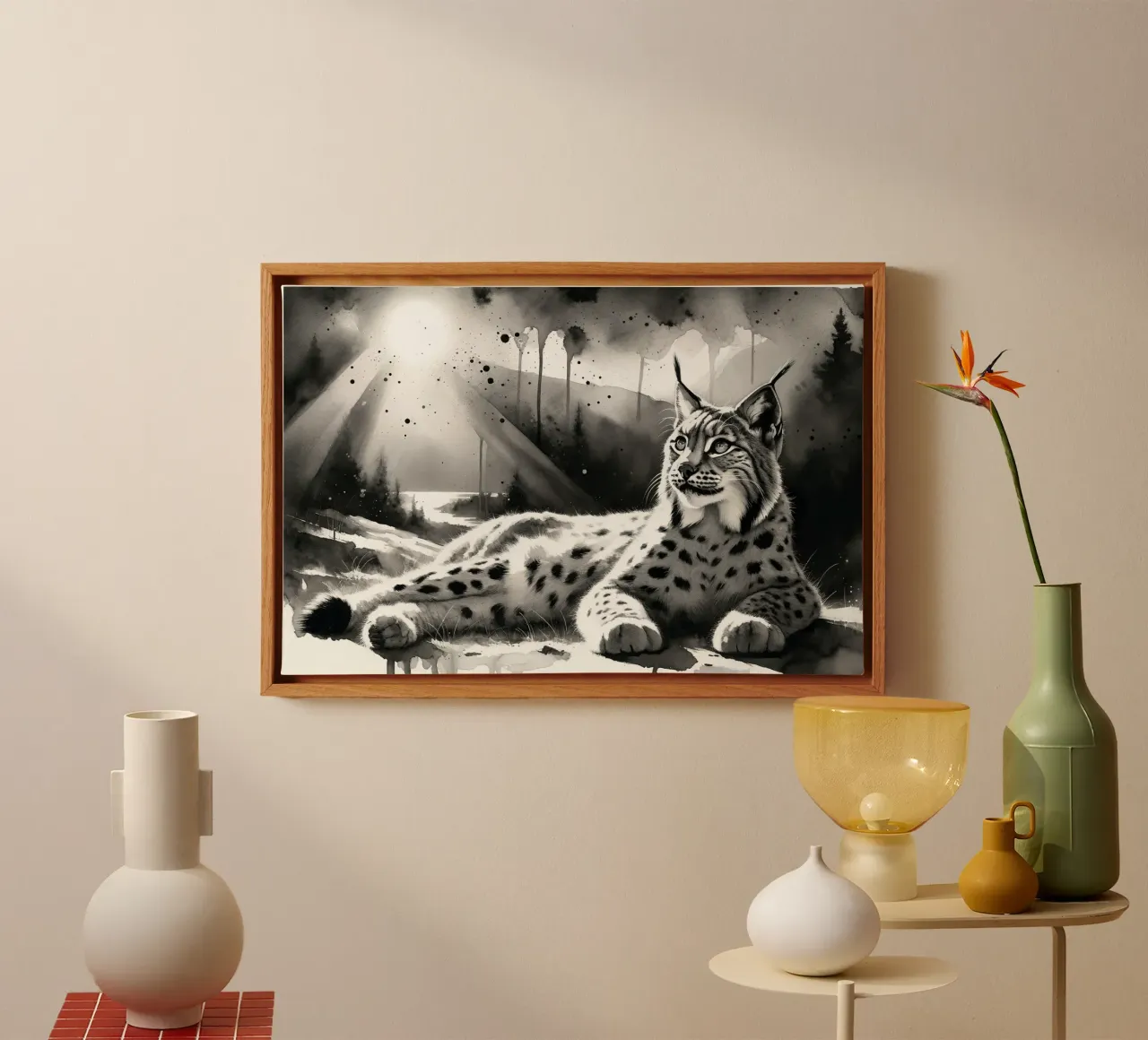 Zonovergoten lynxrust canvas met Baklijst van Chromatic Fusion Studio
