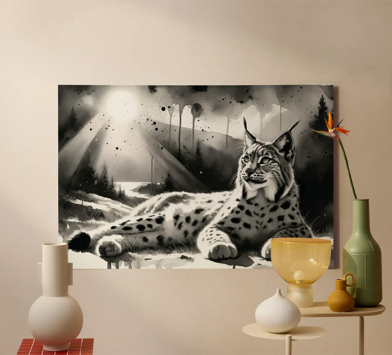 Zonovergoten lynxrust canvas met Baklijst van Chromatic Fusion Studio