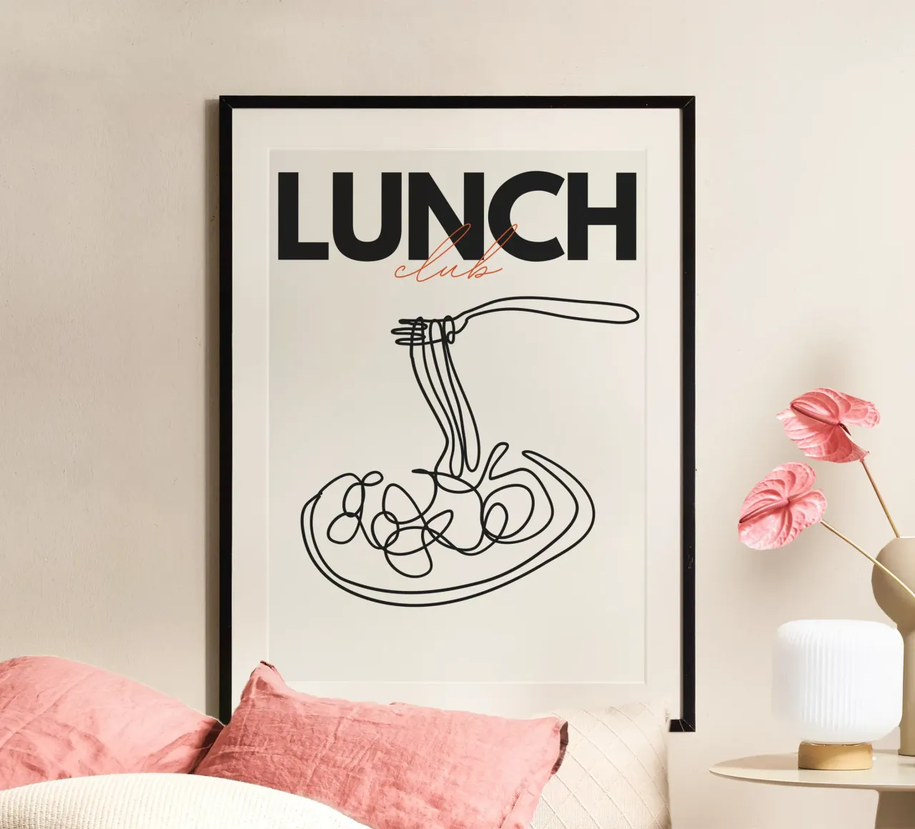 LUNCH CLUB poster con telaio in legno da Einfach Uebel