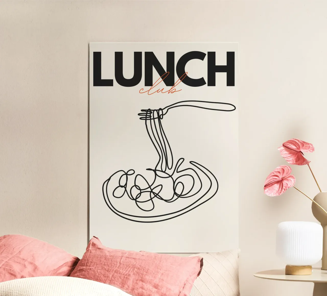 LUNCH CLUB poster con telaio in legno da Einfach Uebel