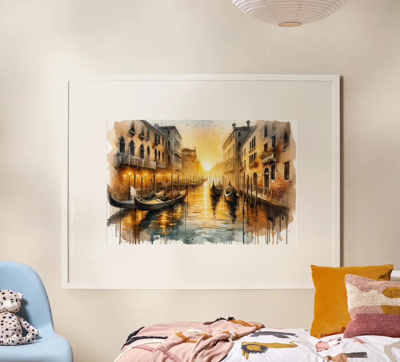 Sunset Over Venetian Canals with Gondolas poster by Chromatic Fusion Studio