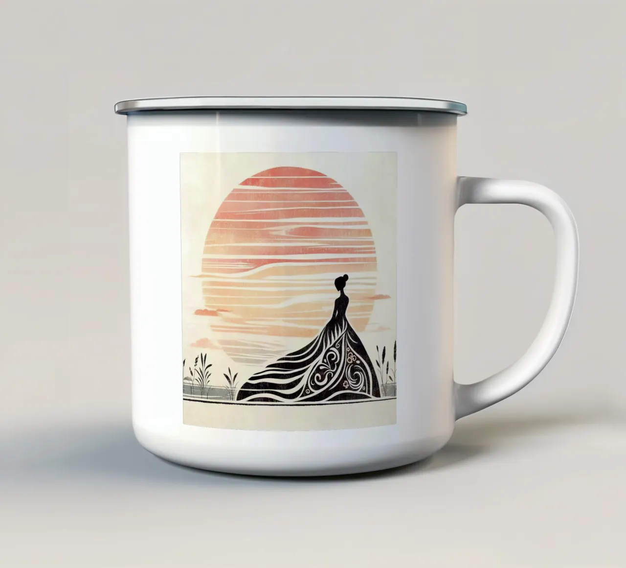 Zonsondergang Silhouet Elegantie emaille mok van Chromatic Fusion Studio