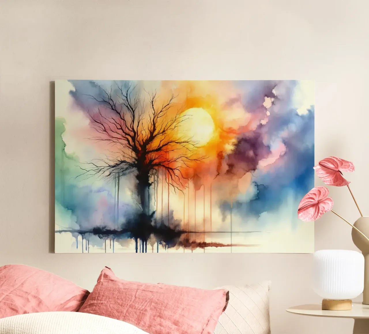 Sunset Silhouette through the Tree of Life canvas by Chromatic Fusion Studio