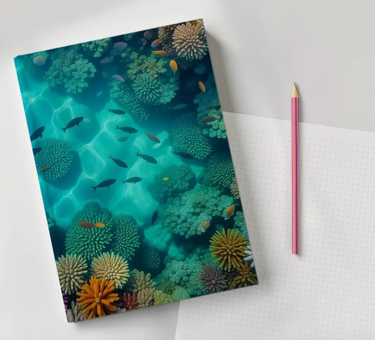 Vue aérienne d'un récif corallien carnet de notes de Wild Beauty