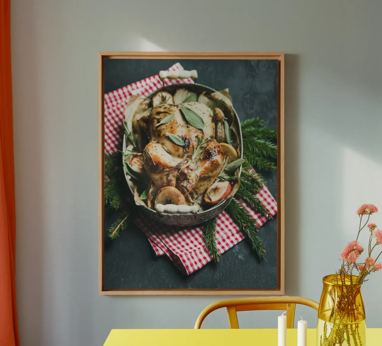 Asado navideño con hierbas lienzo con Marco flotante de StillVibe Home