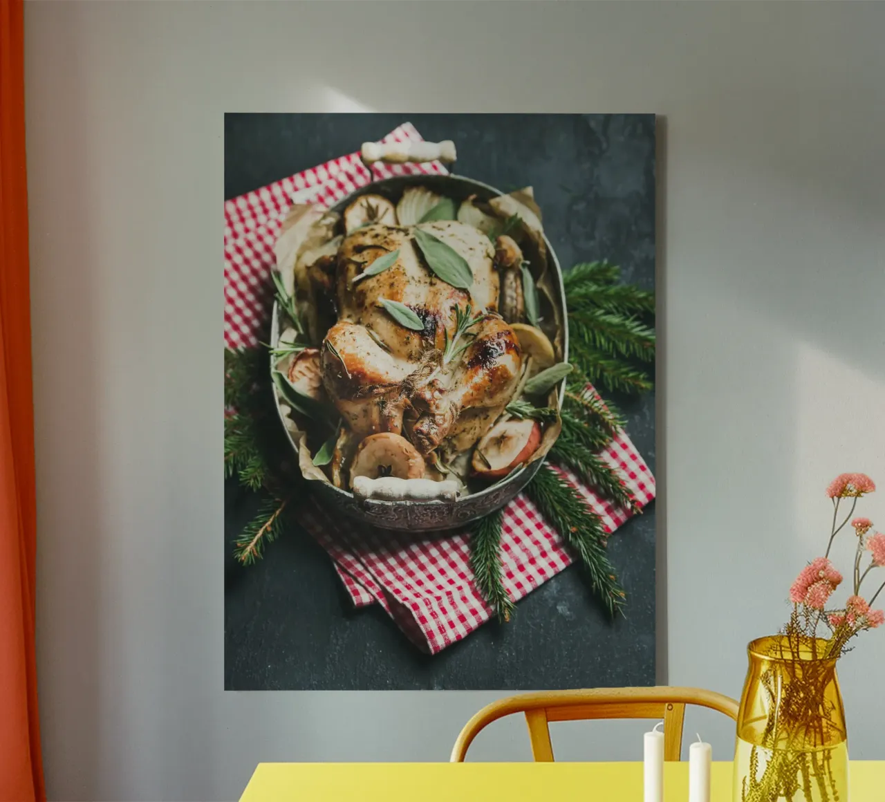 Asado navideño con hierbas lienzo con Marco flotante de StillVibe Home