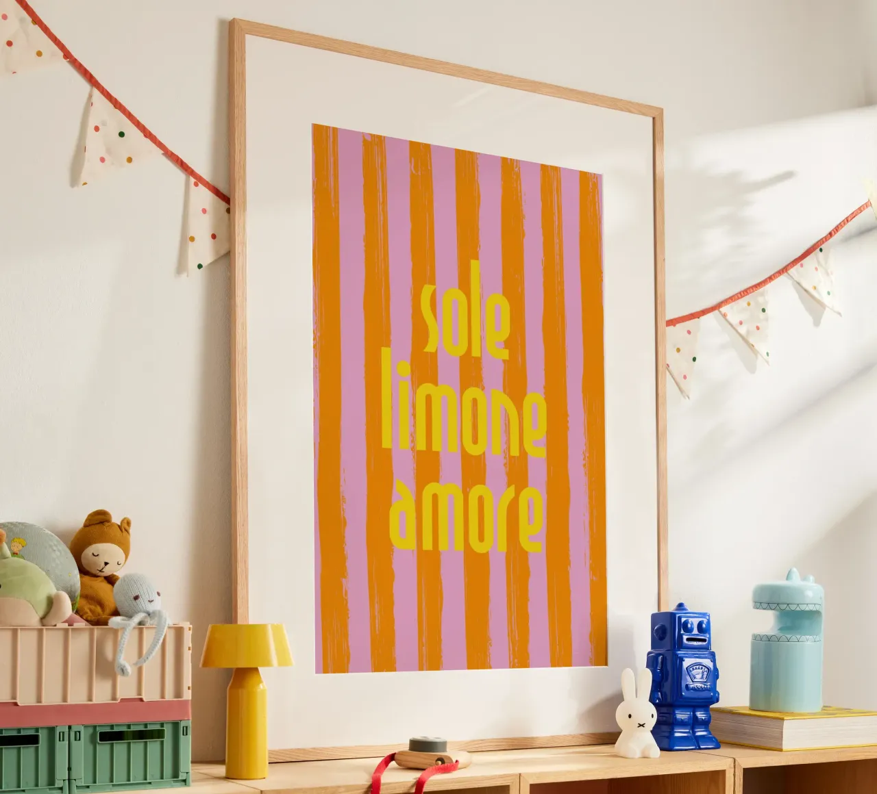 Sole Limone Amore - a Strisce poster with aluminum frame by pierosvisuals