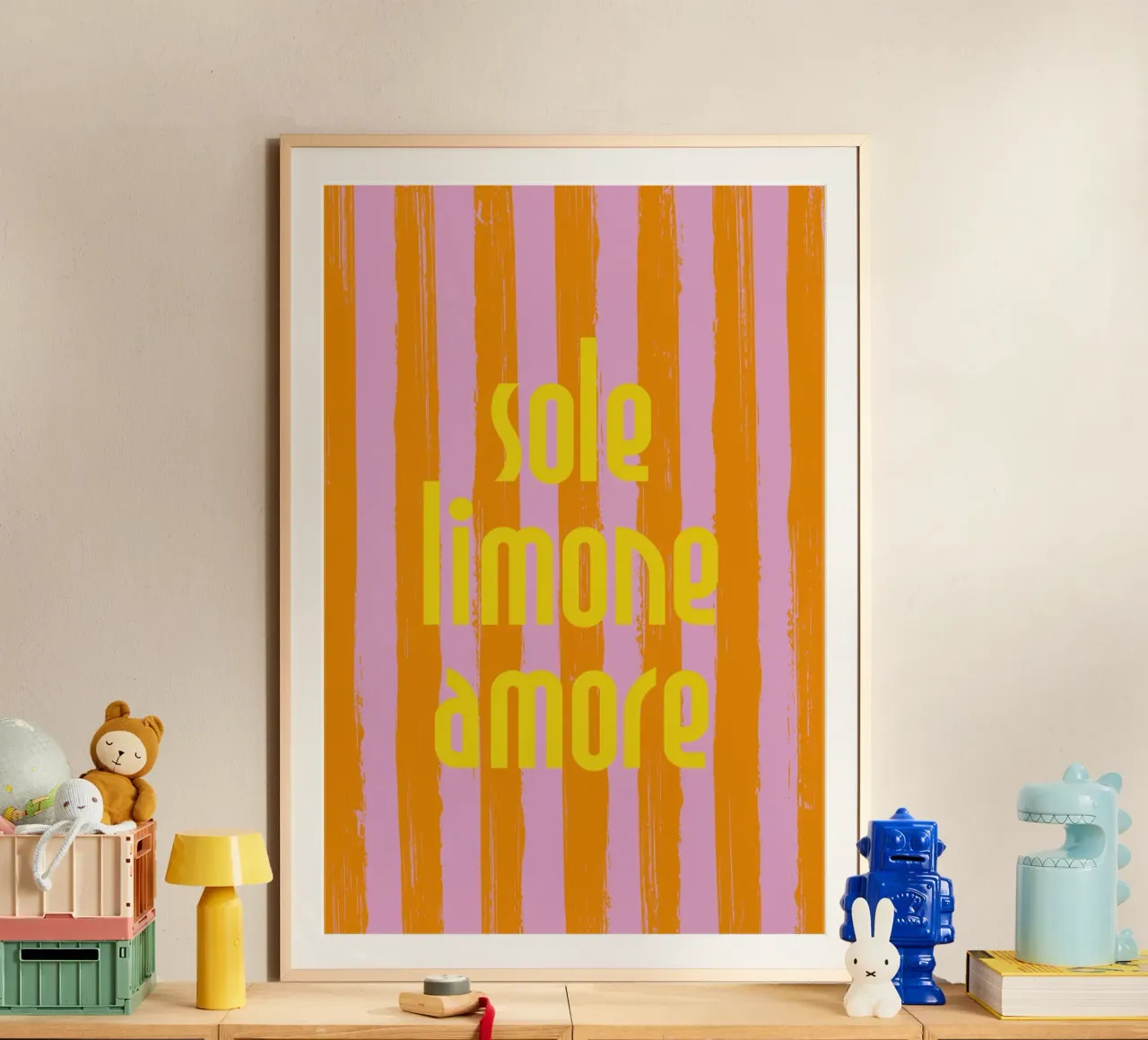 Sole Limone Amore - a Strisce poster with aluminum frame by pierosvisuals