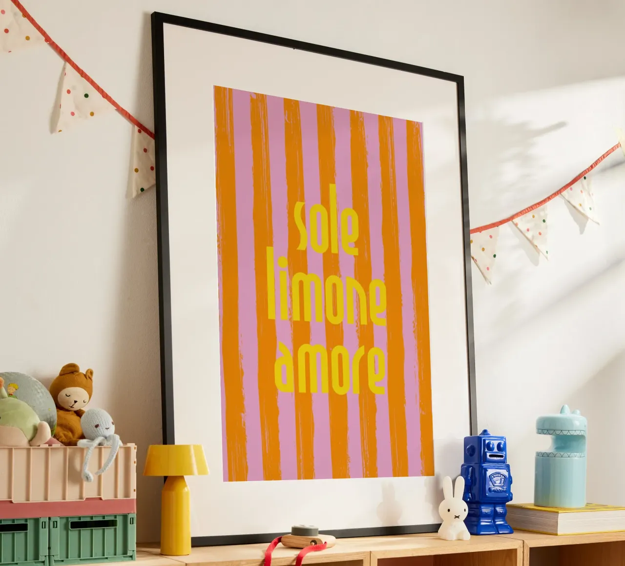 Sole Limone Amore - a Strisce poster with aluminum frame by pierosvisuals