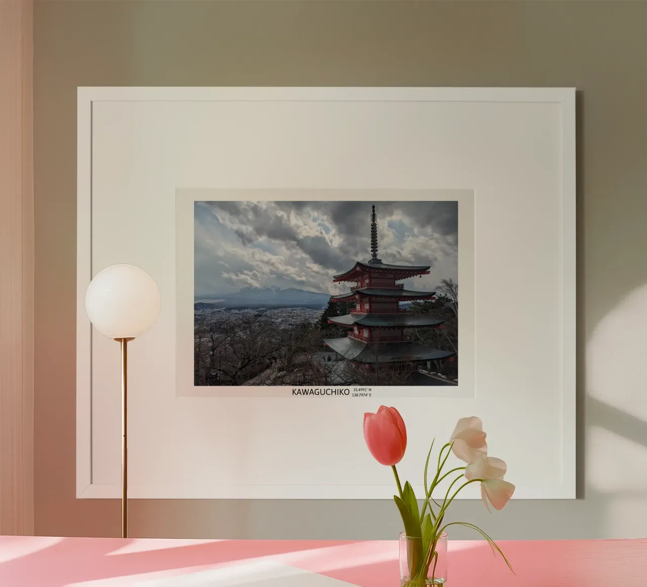 Mt. Fuji - Behind The Clouds poster con telaio in alluminio da Studio Wanderlust
