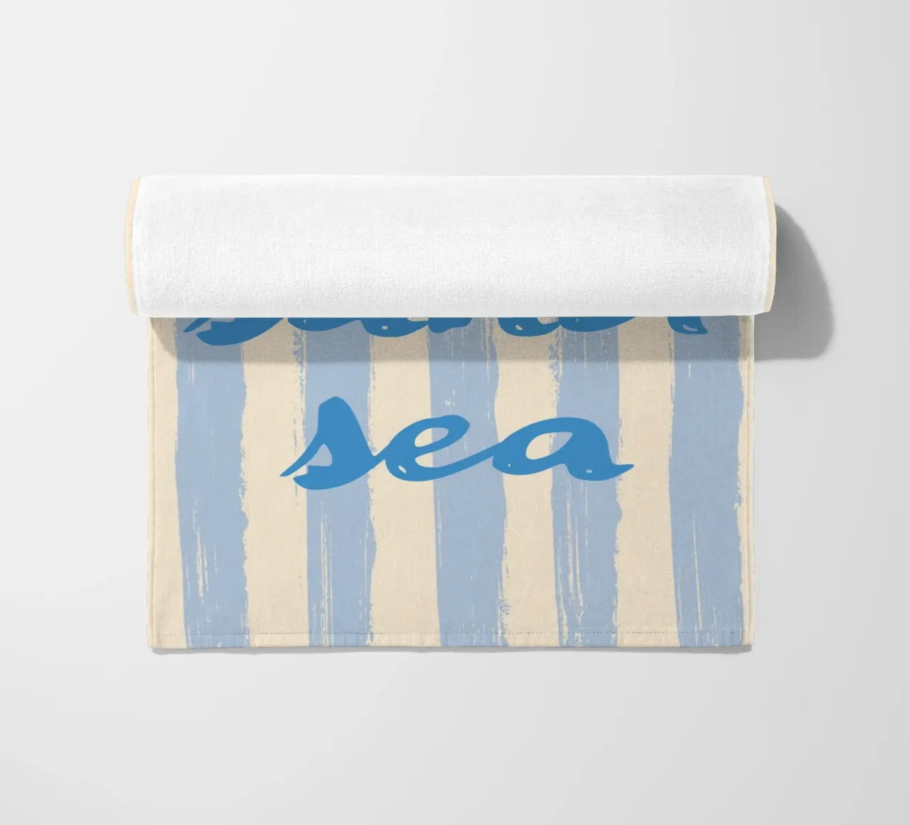 sun sand sea - blu a strisce beach towel by pierosvisuals