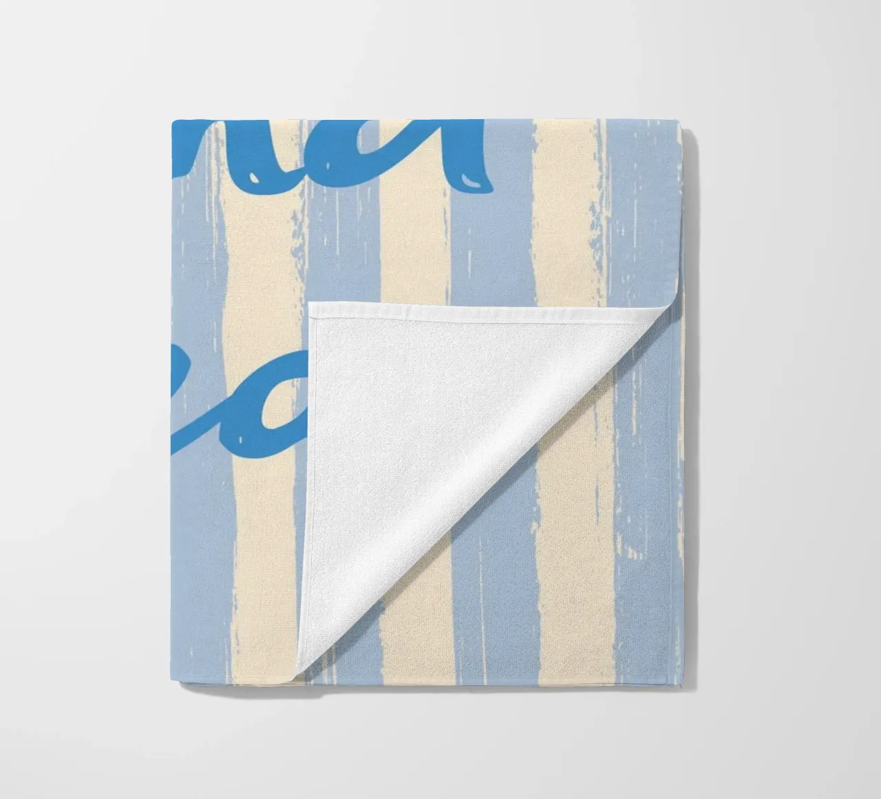 sun sand sea - blu a strisce beach towel by pierosvisuals