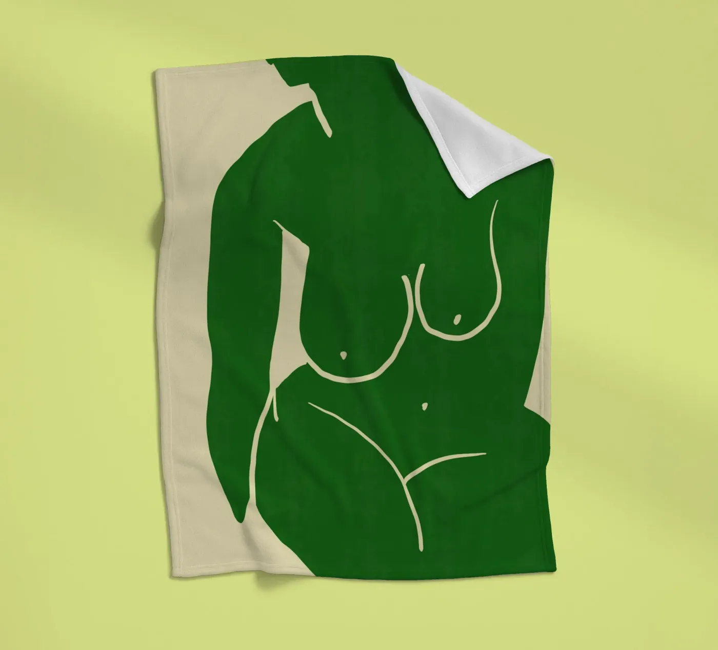 Model in green fleecedeken van Little Dean