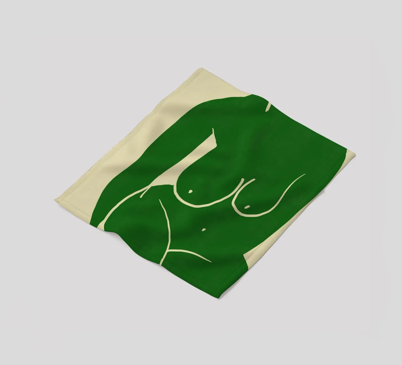 Model in green fleecedeken van Little Dean