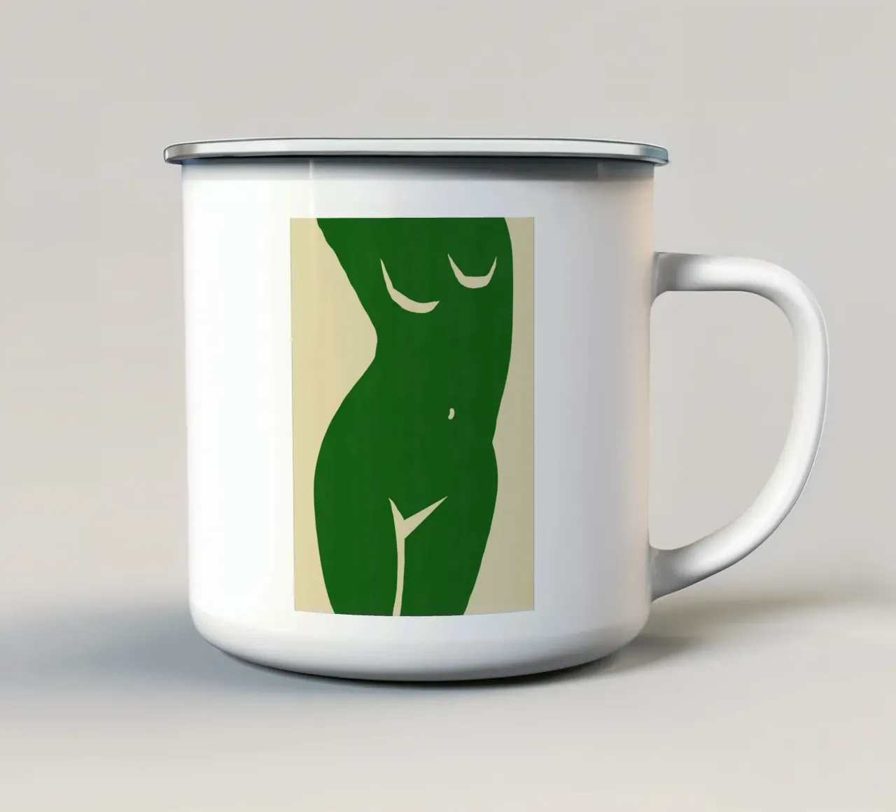 Figura in verde tazza in smalto da Little Dean