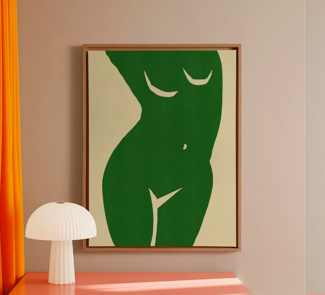 Figura in verde tela con Cornice a cassetta da Little Dean