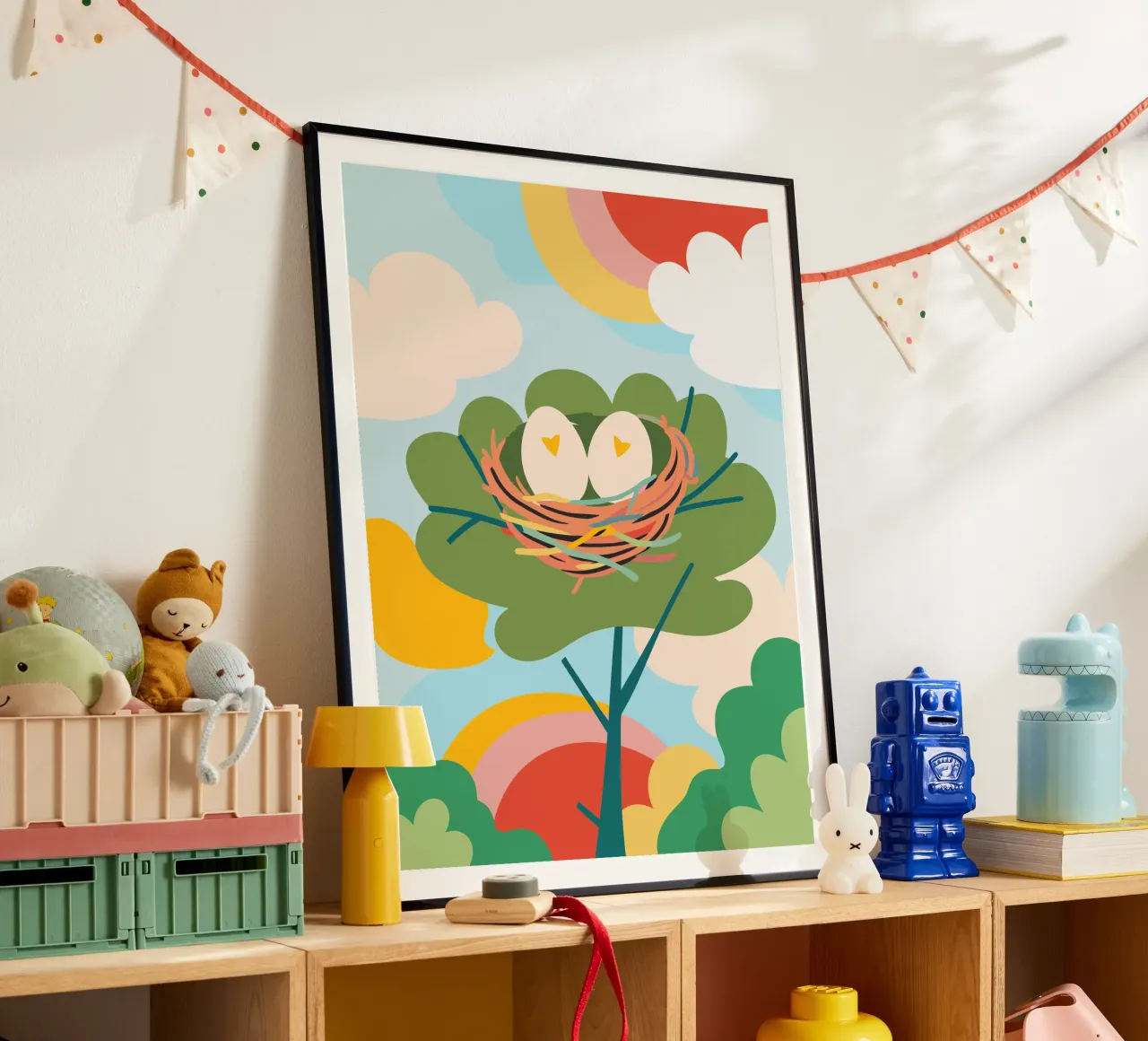 Bird's Nest Laying Eggs poster by CUTE ANIMALS