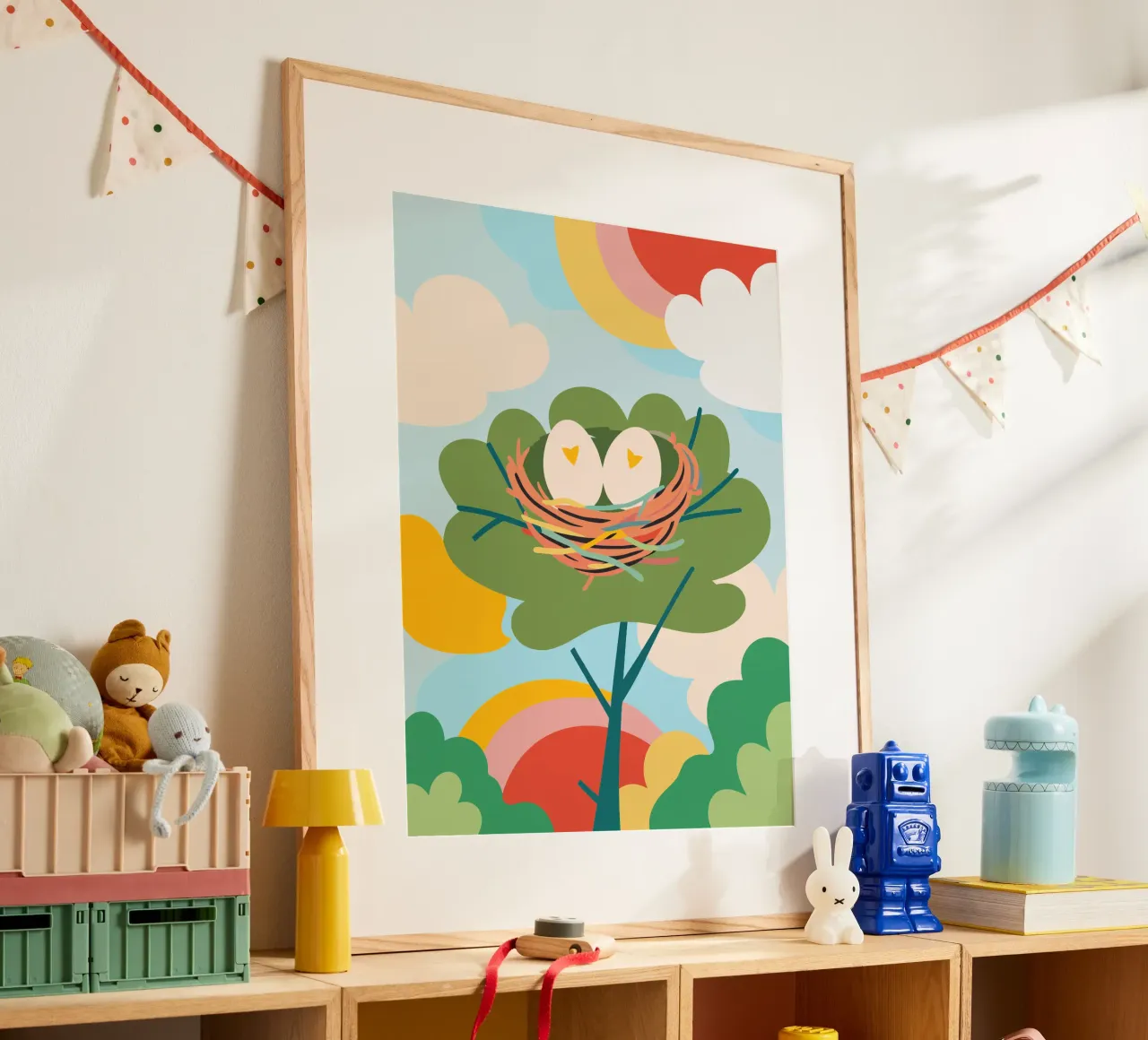 Bird's Nest Laying Eggs poster by CUTE ANIMALS