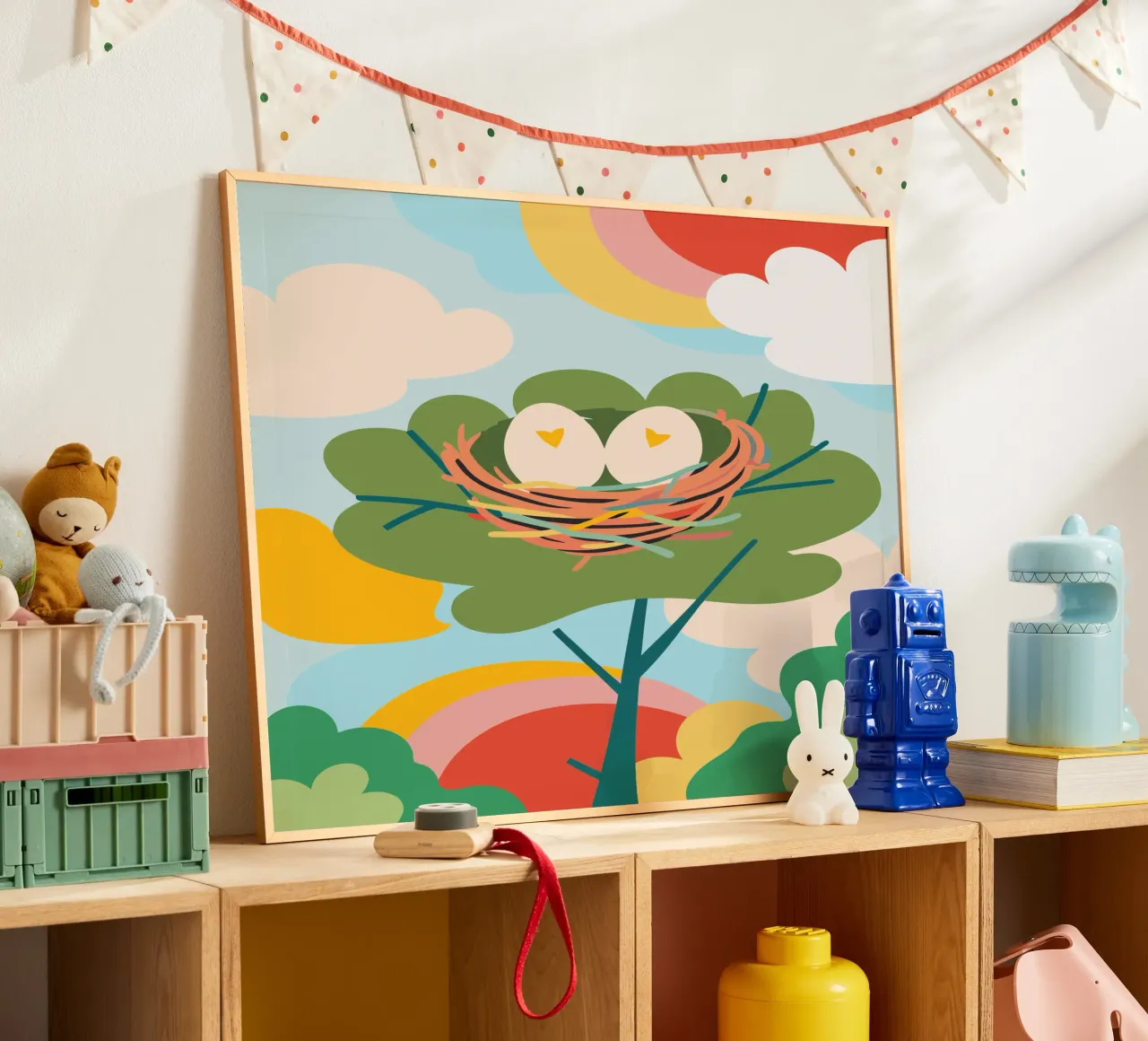 Bird's Nest Laying Eggs poster by CUTE ANIMALS