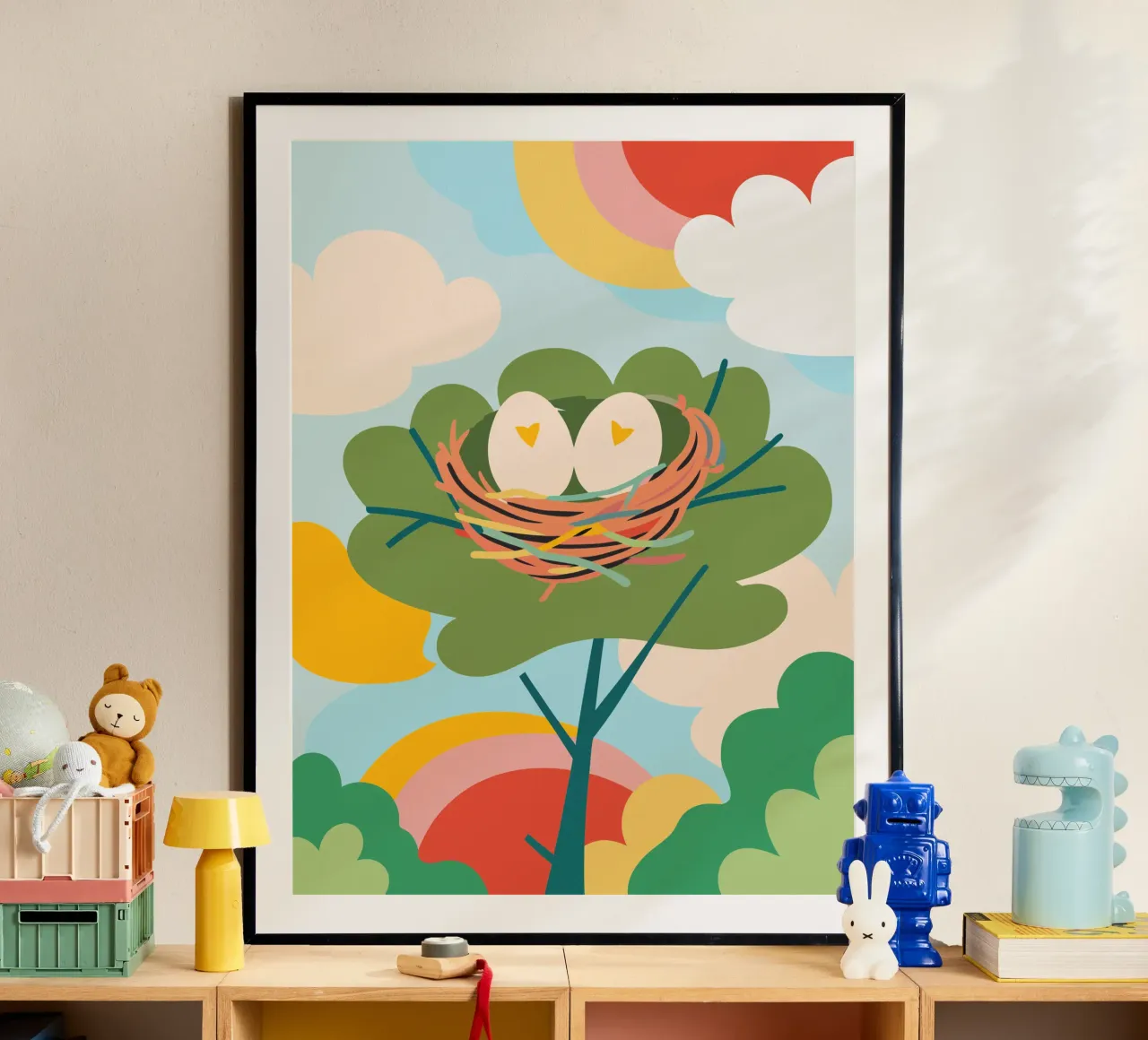 Bird's Nest Laying Eggs poster by CUTE ANIMALS