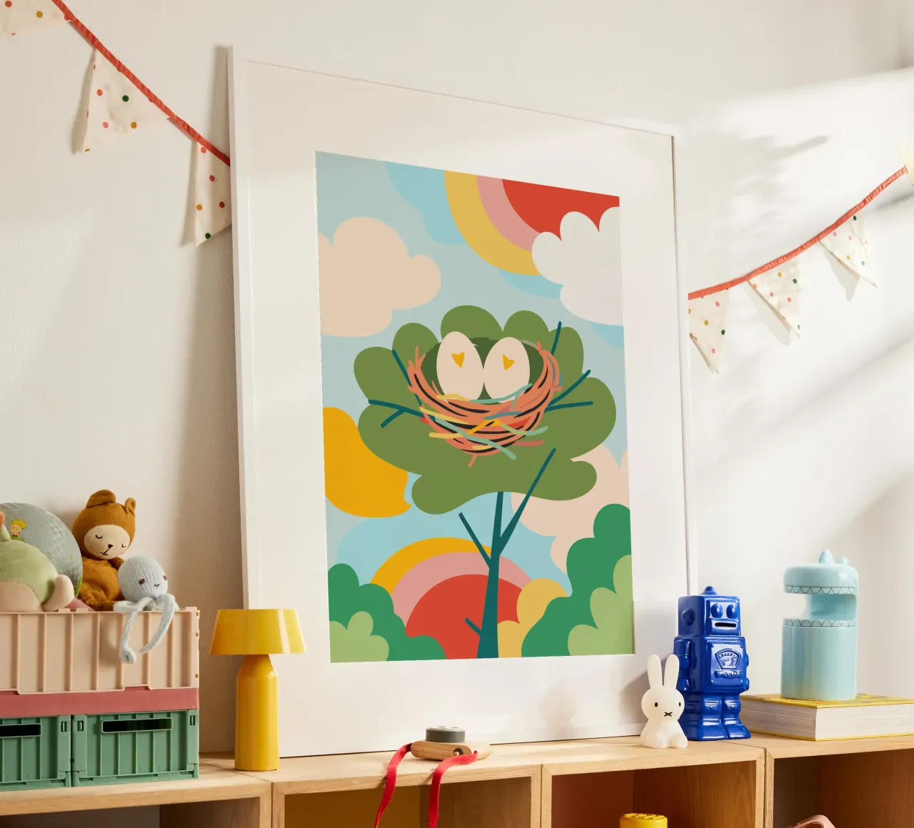 Bird's Nest Laying Eggs poster by CUTE ANIMALS