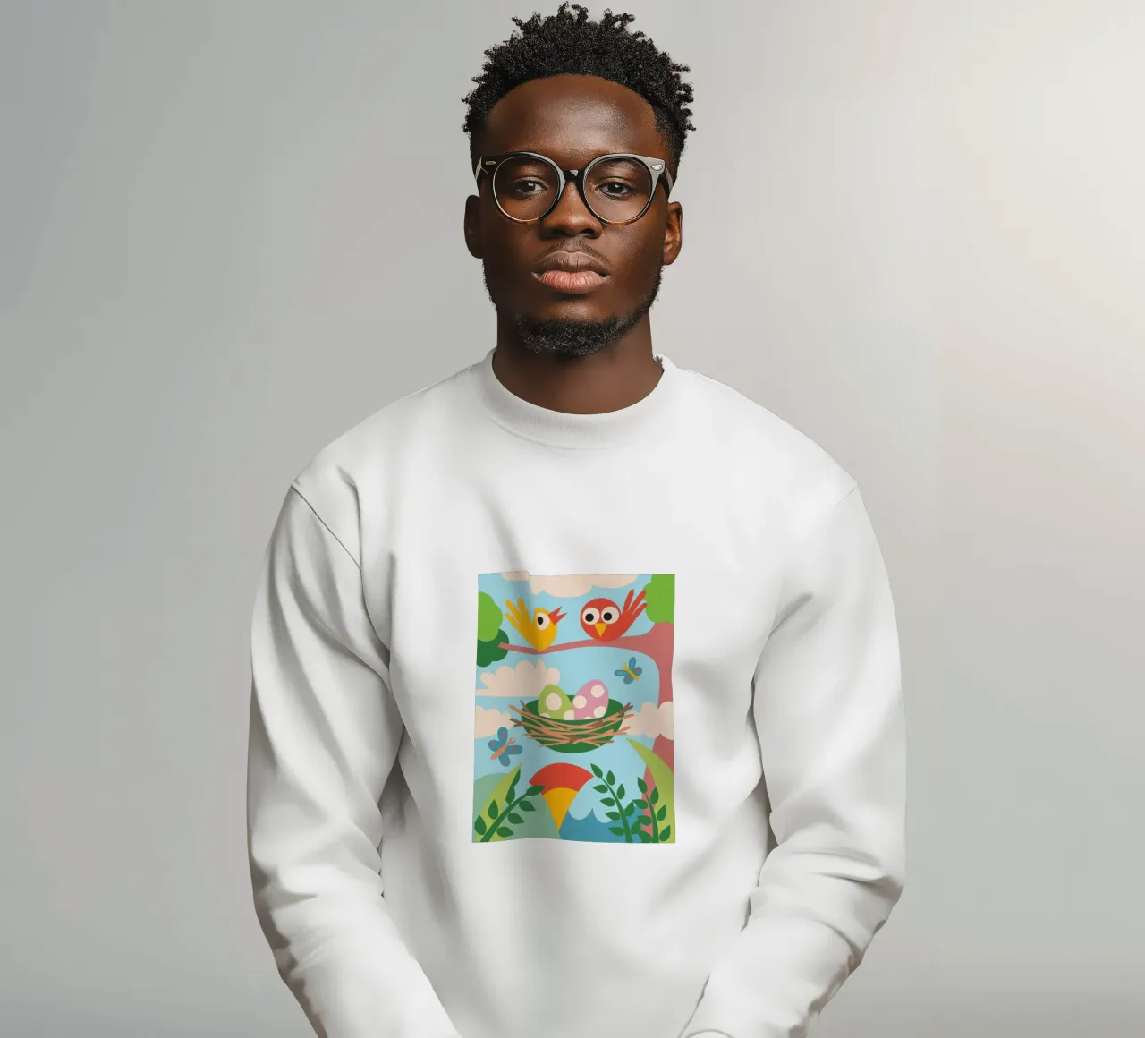 Bird's Nest Laying Eggs sweatshirt by CUTE ANIMALS