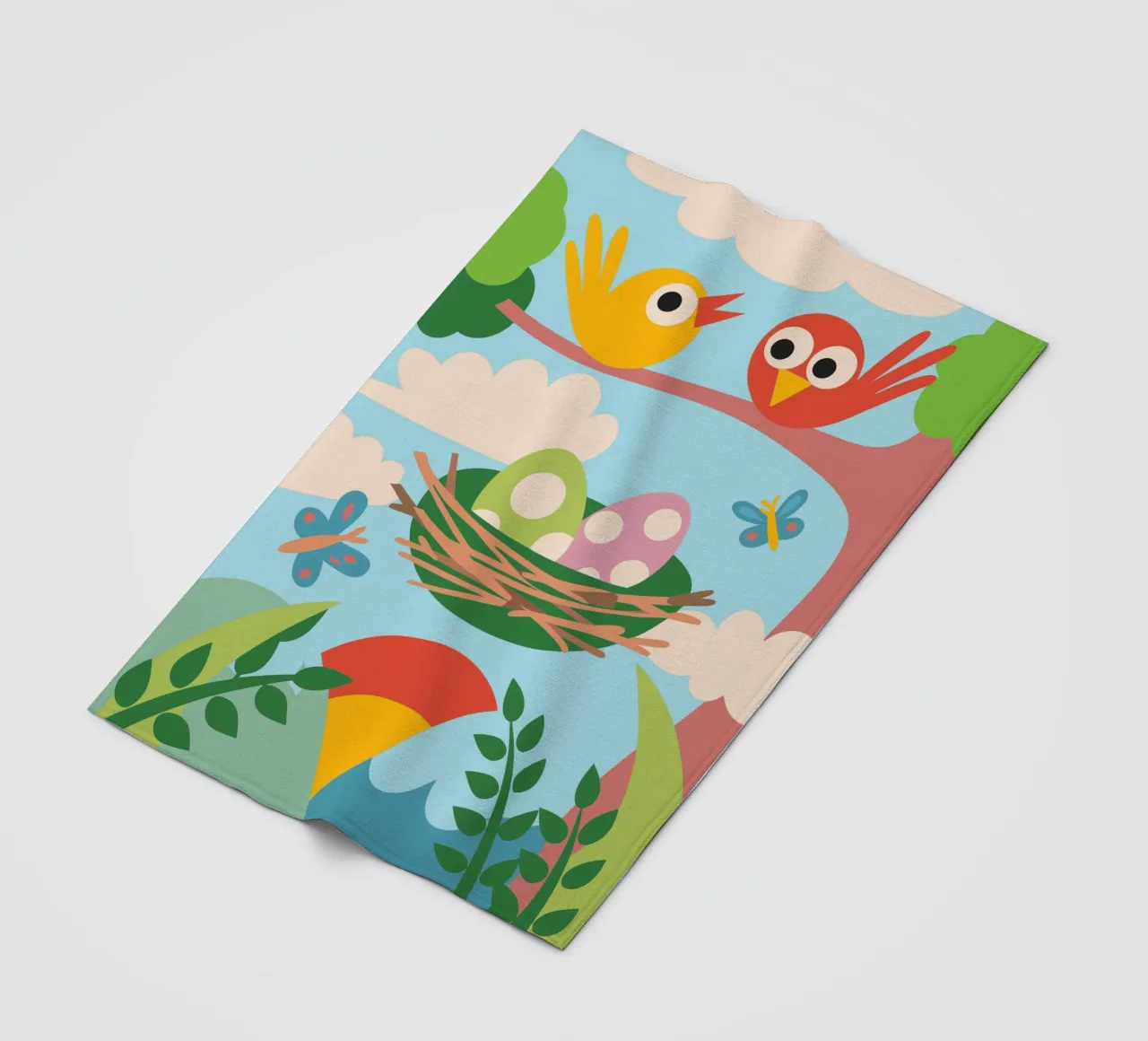 Bird's Nest Laying Eggs fleece blanket by CUTE ANIMALS