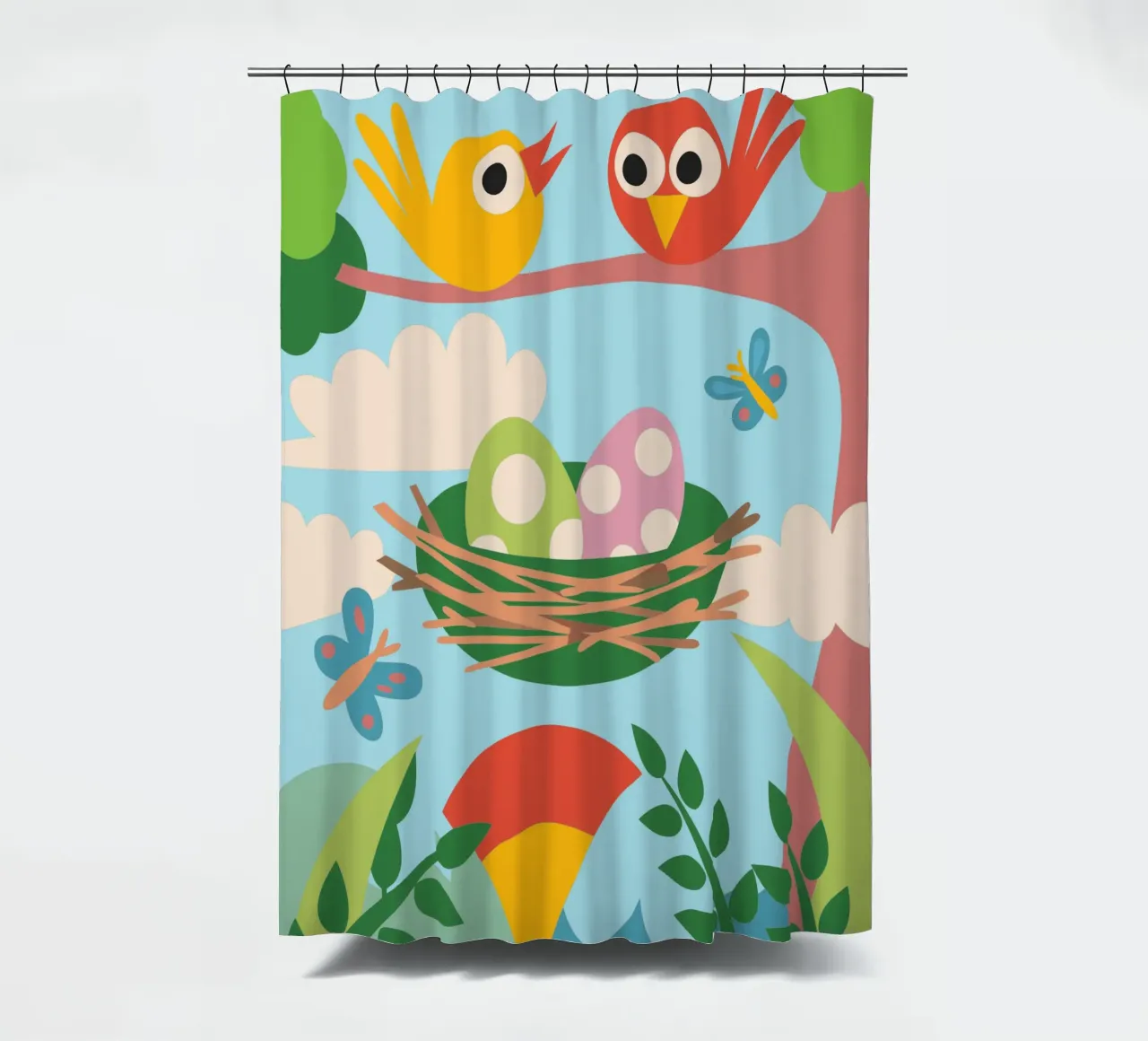 Bird's Nest Laying Eggs shower curtain by CUTE ANIMALS