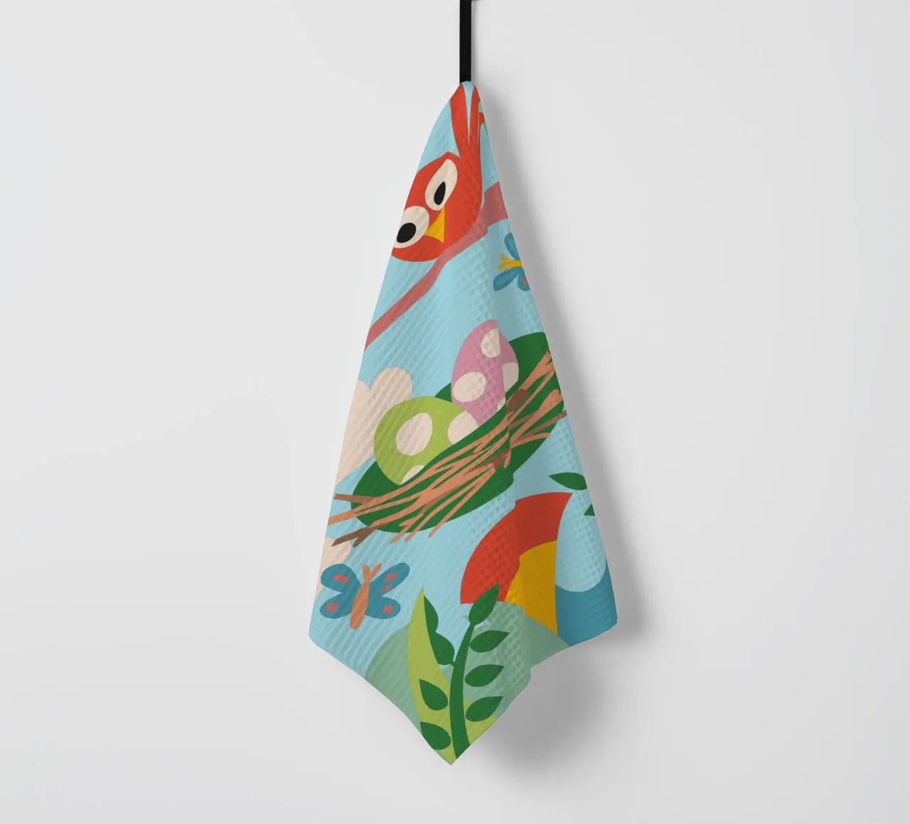 Bird's Nest Laying Eggs tea towel by CUTE ANIMALS