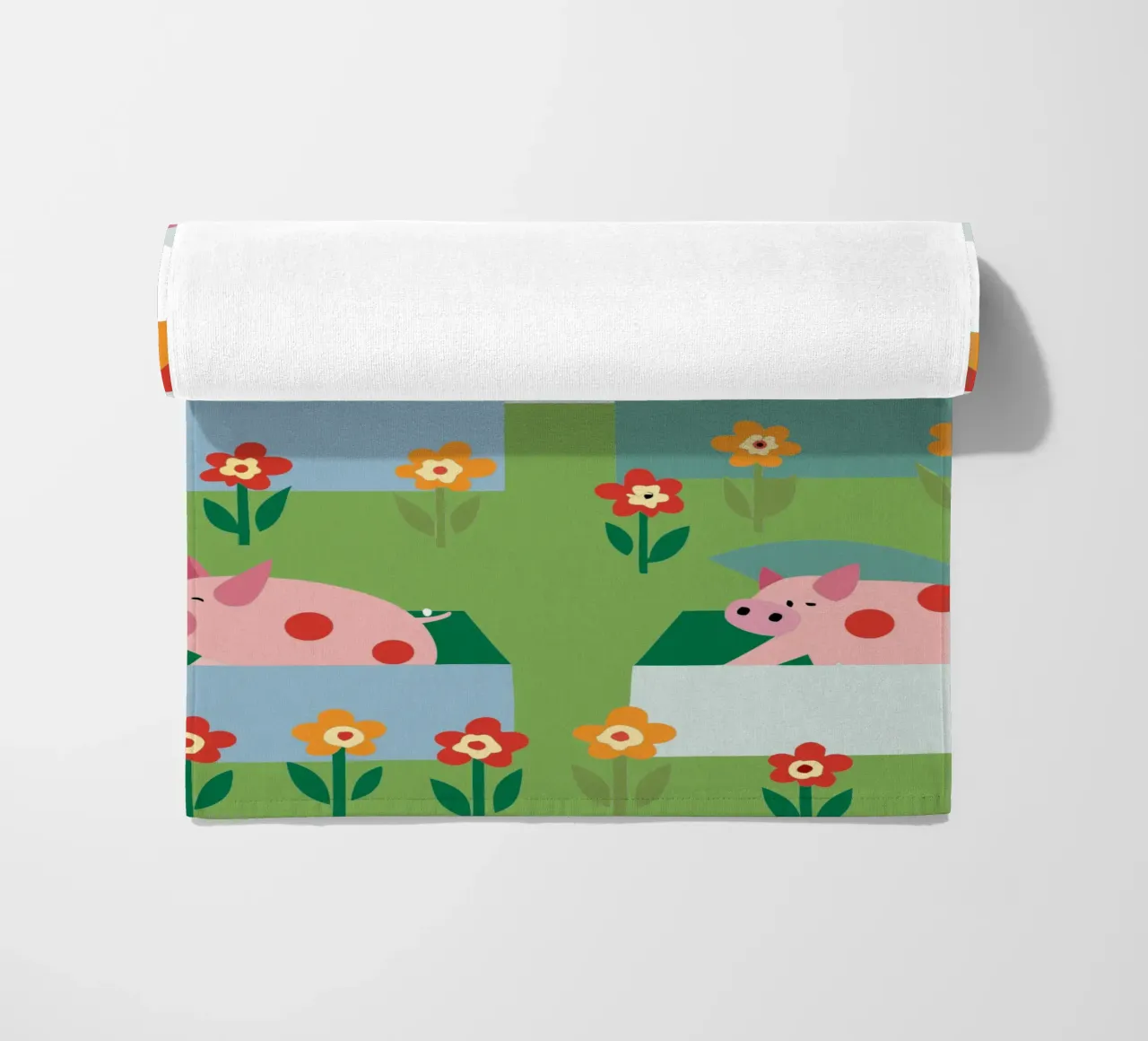 Pig Farming beach towel by CUTE ANIMALS
