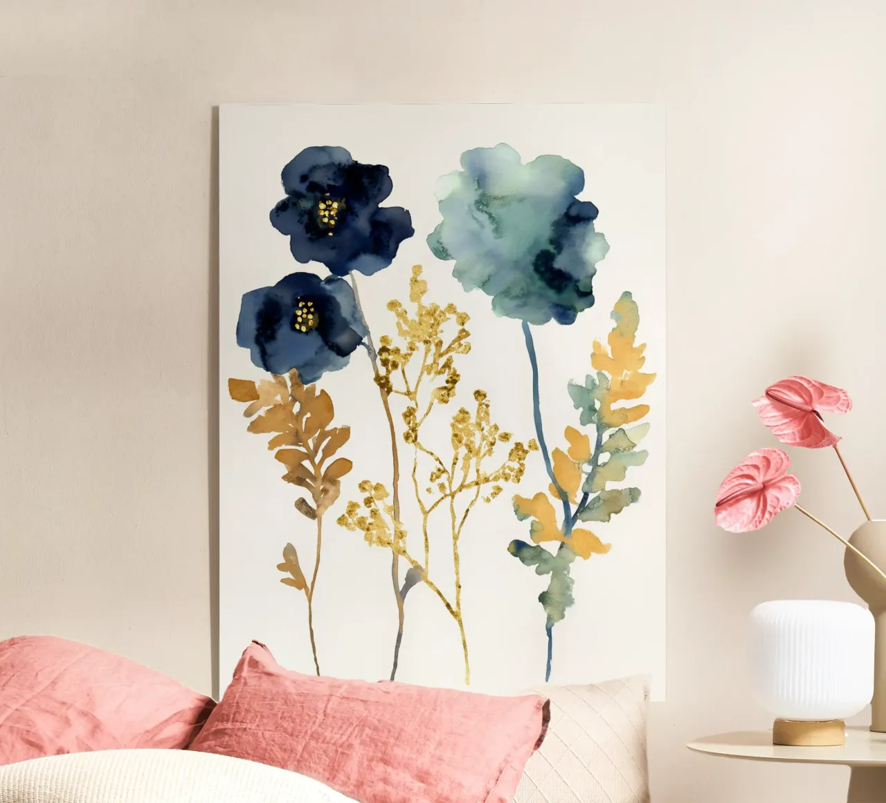 Indigo & Goud Bloei acryl van Sophia Calder Studio