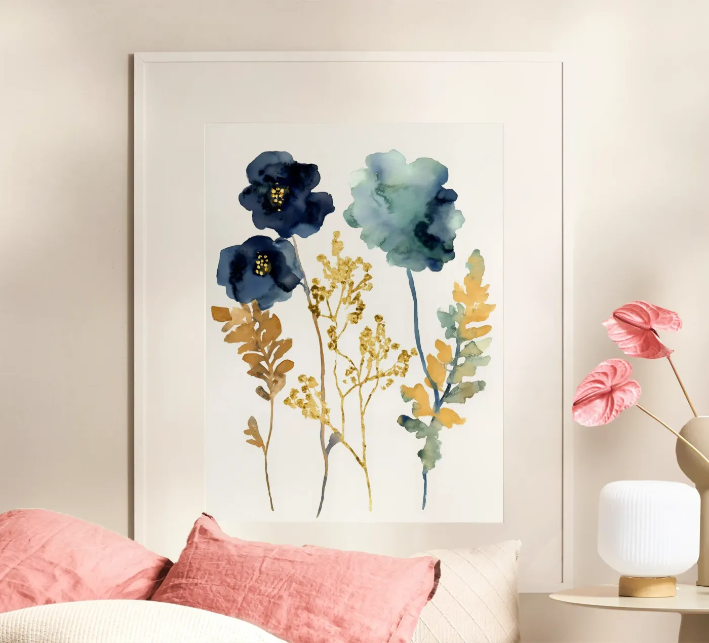 Indigo & Gold Bloom Poster von Sophia Calder Studio