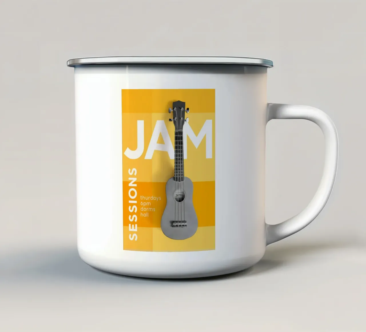 Poster delle lezioni di chitarra tazza in smalto da williamsshop
