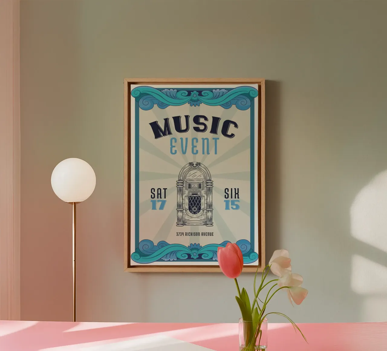 Poster d'epoca per eventi musicali tela con Cornice a cassetta da williamsshop