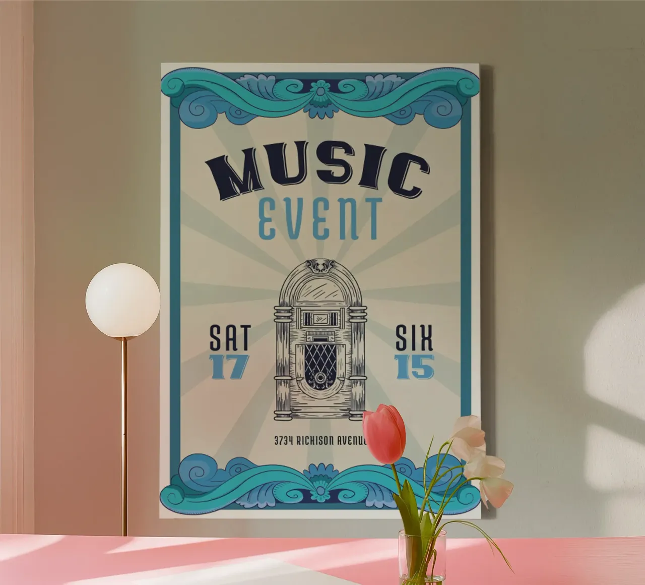 Poster d'epoca per eventi musicali tela con Cornice a cassetta da williamsshop