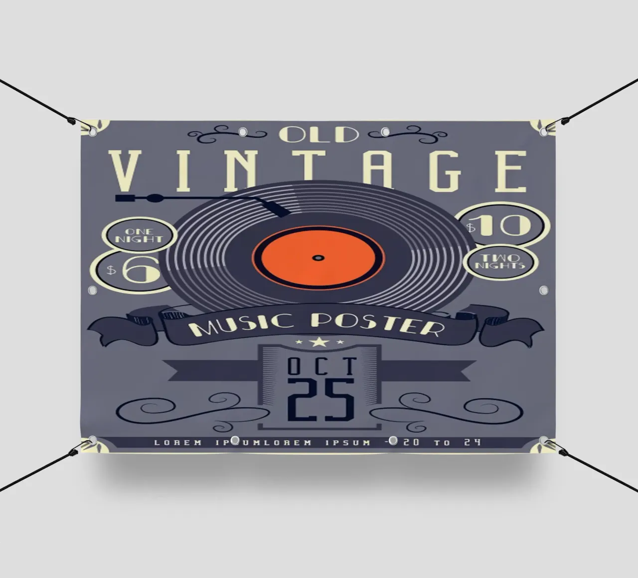 Vecchio poster musicale d'epoca telo in pvc da williamsshop