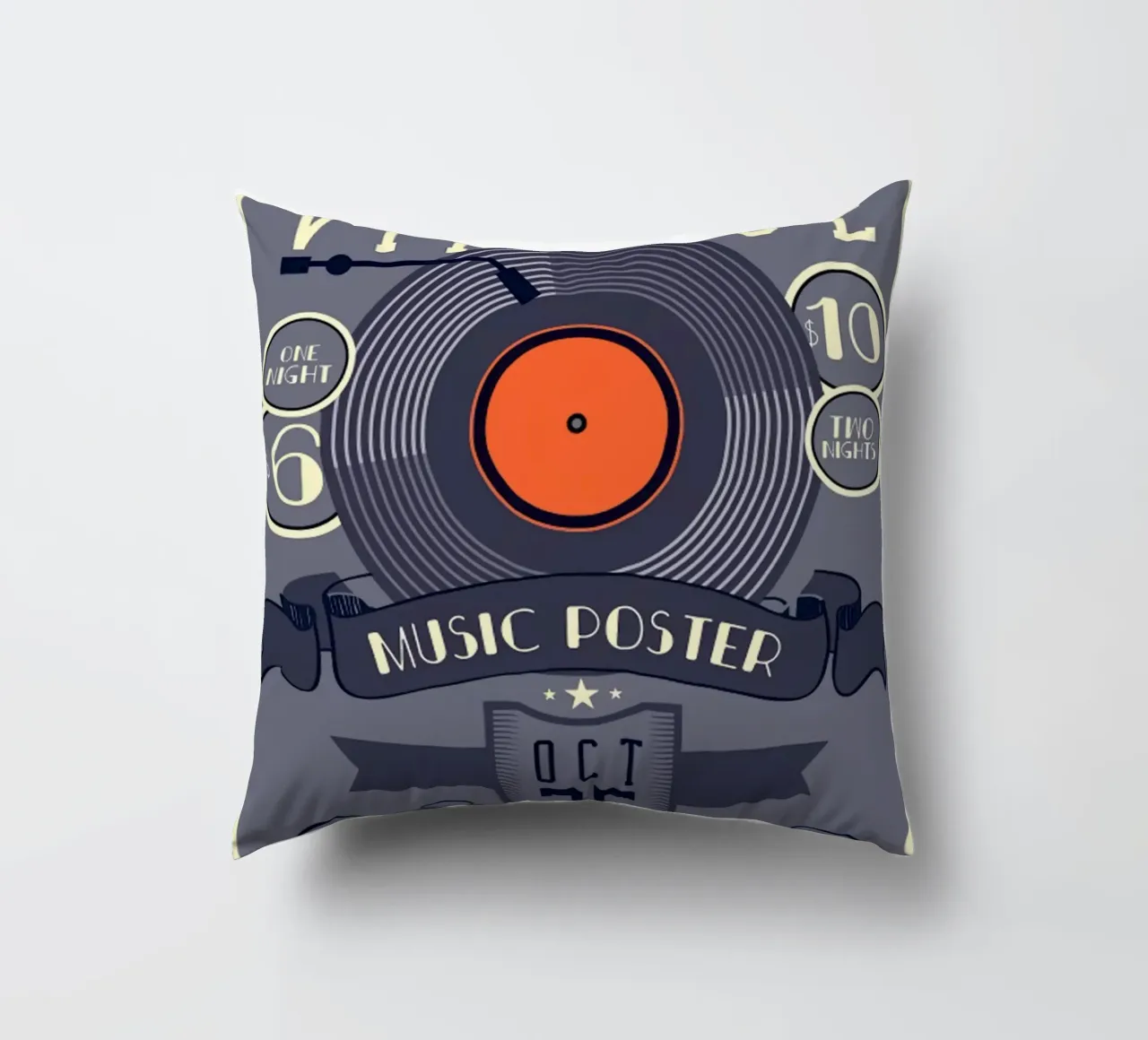 Vecchio poster musicale d'epoca cuscino da williamsshop